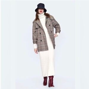 ZARA Double Breasted Trench Coat Heritage Check